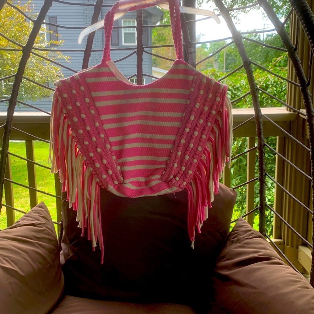 Fringe Tote bag! Pink and tan or Black and Tan!